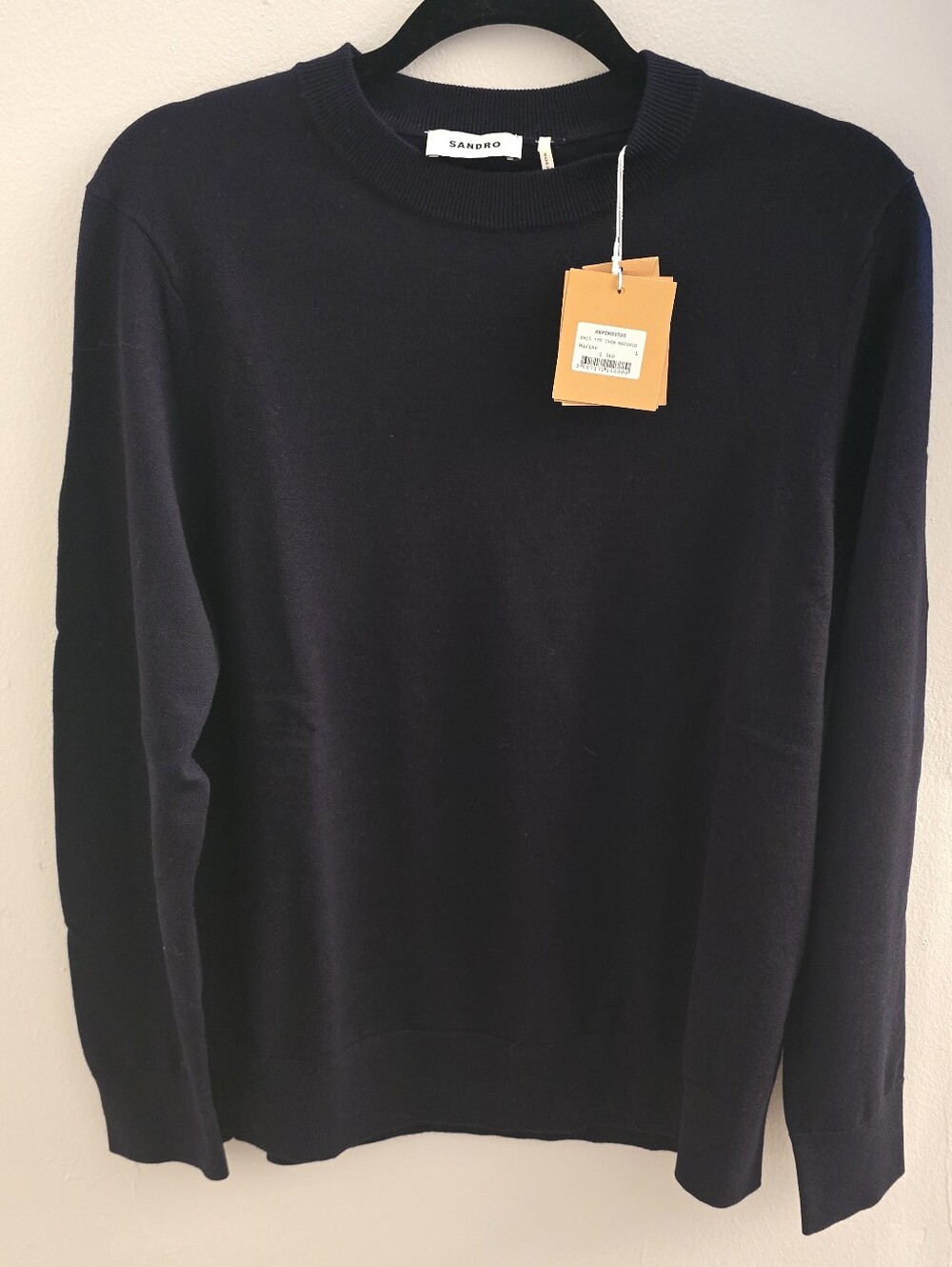 Sandro Men's Dark Navy Crewneck Sweater